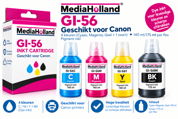 GI-56 Huismerk Pigment Refill kit geschikt voor Canon Multipack 4 kleuren