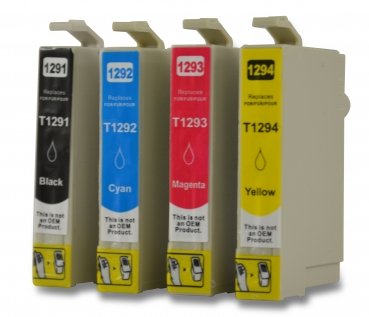 4 CARTUCCE RICARICABILI AUTORESETTANTI PER EPSON T1291 T1292 T1293 T1294