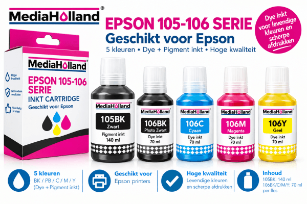 105-106 Huismerk Refill kit geschikt voor Epson EcoTank Printer