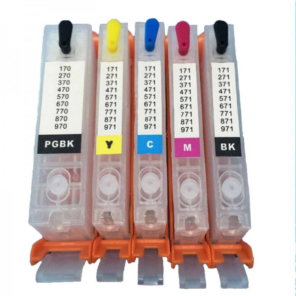 CLI-571/PGI-570 Hervulbare cartridges 5 kleuren met ARC chip