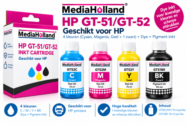 GT51/GT52 Huismerk Refill kit geschikt voor HP Multipack 4 kleuren