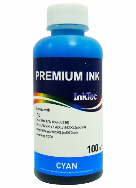 Dye refill inkt Inktec 100 ml. flacon cyaan, geschikt voor HP