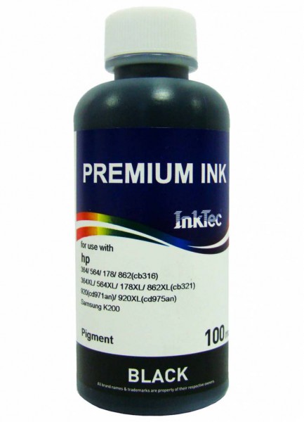 Pigment refill inkt 100 ml. Inktec flacon zwart, geschikt voor HP