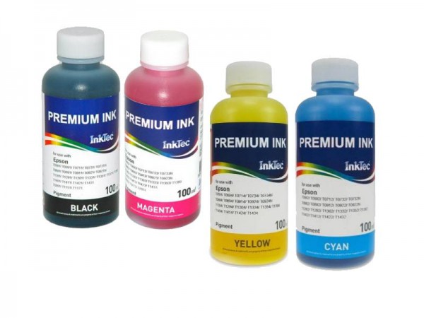 Pigment refill inkt Inktec 100 ml. Epson set van 4 kleuren